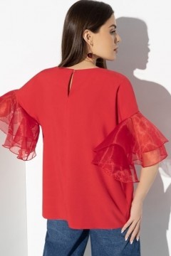 Красная блузка с воланом Charutti(фото4)