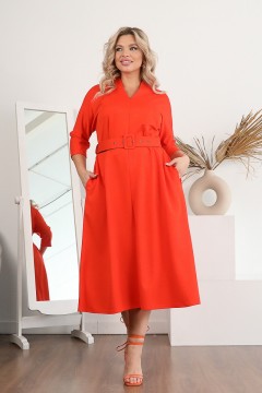 Оранжевое трикотажное платье с карманами Wisell(фото2)