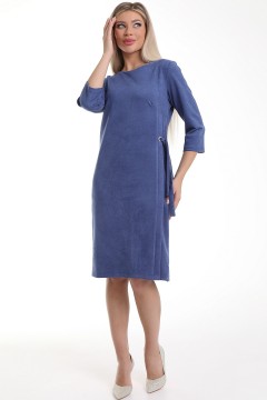 Синее вельветовое платье-футляр с рукавами три четверти Diolche