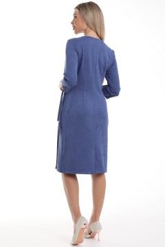 Синее вельветовое платье-футляр с рукавами три четверти Diolche(фото4)