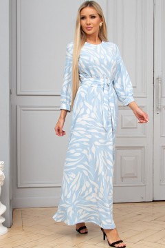 Голубое длинное платье с поясом Эмелин №4 Valentina
