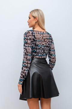Чёрная блузка из сетки с принтом Эйва №2 Valentina(фото3)