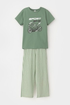 Удобная пижама в зелёном цвете с принтом для мальчика К 1599/зеленый камень,маленькая клетка пижама Crockid(фото4)