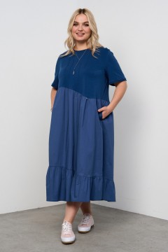 Комбинированное синее платье Intikoma(фото2)