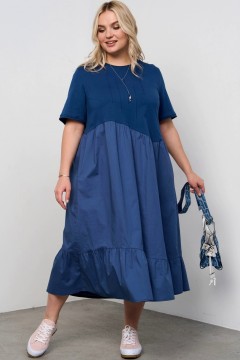 Комбинированное синее платье Intikoma