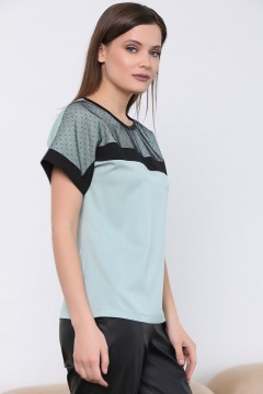 Мятная блузка с короткими рукавами Diolche(фото2)