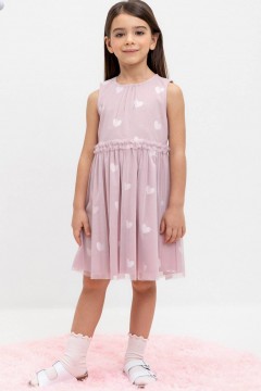 Стильное розово-сиреневое платье с принтом для девочки КР 5734/розово-сиреневый,сердечки к449 платье Crockid