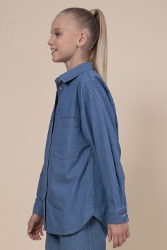 Стильная джинсовая рубашка для девочки GGCJ3352 Pelican(фото3)