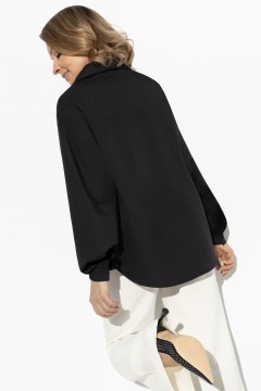 Чёрная блузка с объёмными рукавами Charutti(фото5)