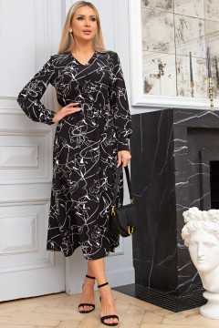 Длинное чёрное платье с поясом Джоди №2 Valentina