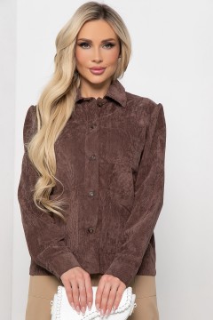 Вельветовая коричневая рубашка с карманами Lady Taiga