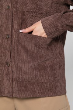 Вельветовая коричневая рубашка с карманами Lady Taiga(фото3)