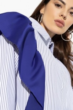 Рубашка в синюю полоску с притачным воланом Charutti(фото3)