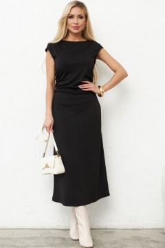 Чёрное трикотажное платье со сборками Cloxy
