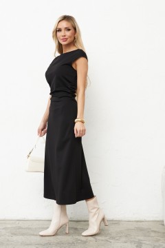 Чёрное трикотажное платье со сборками Cloxy(фото2)