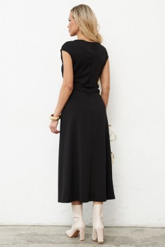 Чёрное трикотажное платье со сборками Cloxy(фото3)