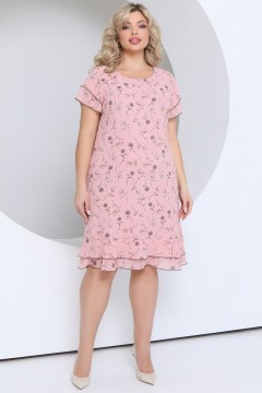 Розовое шифоновое платье с цветочным принтом Agata(фото2)