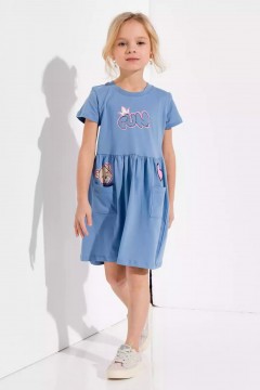 Голубое платье для девочки с коротким рукавом 11139AW23 Vulpes Familiy(фото2)