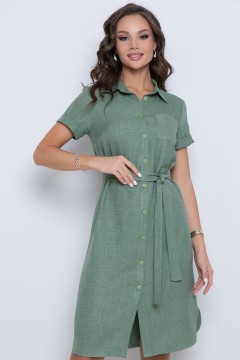 Зелёное платье-рубашка с поясом Diolche