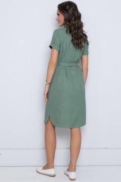 Зелёное платье-рубашка с поясом Diolche(фото3)