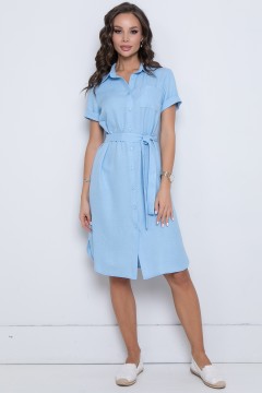 Голубое платье-рубашка с поясом Diolche(фото2)