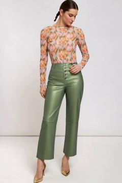 Оливковые брюки из экокожи 10200160670 Concept Club