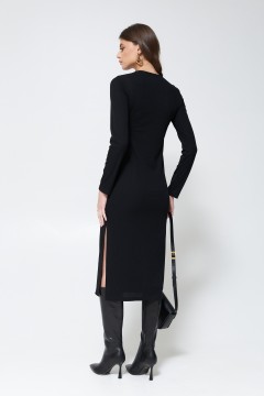 Чёрное трикотажное платье с разрезом Cloxy(фото5)