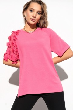 Розовая футболка с кружевным рукавом Charutti