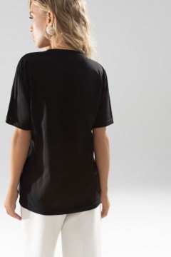 Чёрная базовая футболка с принтом Charutti(фото4)
