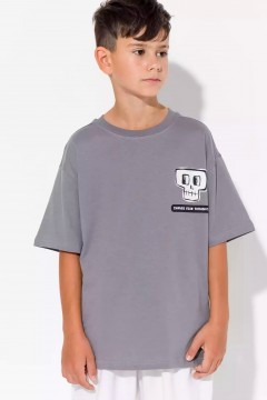 Серая футболка для мальчика с принтом 10609AW23 Vulpes Familiy