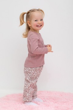 Милые штаны с принтом для девочки КР 400639/серая пудра,винтажные цветы к441 брюки Crockid(фото2)