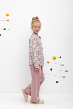 Стильные брюки для девочки в цвете серая пудра КР 400640/серая пудра к445 брюки Crockid(фото2)