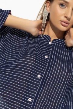 Трикотажная синяя блузка с асимметричным низом Charutti(фото3)