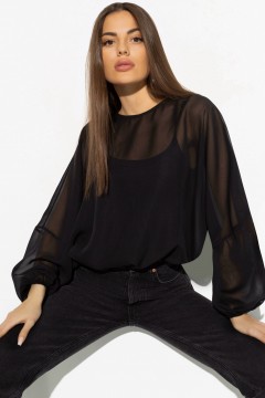 Чёрная блузка с объёмными рукавами Charutti
