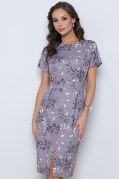 Фиолетовое летнее платье с разрезом Diolche