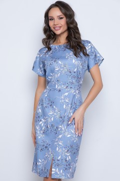 Голубое летнее платье с разрезом Diolche