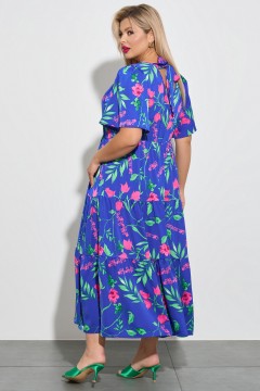 Длинное синее платье с цветочным принтом Aquarel(фото5)