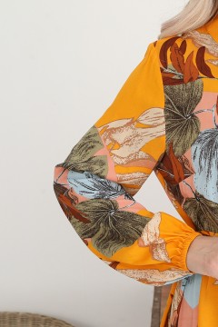 Оранжевое платье-макси с поясом Wisell(фото3)