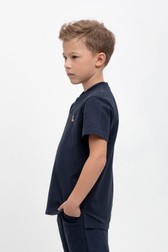Стильная футболка-поло в цвете индиго для мальчика КР 302405/индиго к458 фуфайка Crockid(фото2)