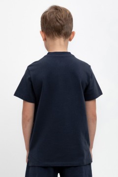 Стильная футболка-поло в цвете индиго для мальчика КР 302405/индиго к458 фуфайка Crockid(фото3)