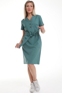 Зелёное летнее платье с карманами Diolche(фото2)
