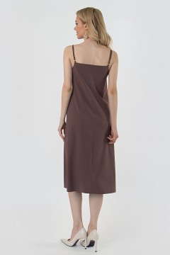 Серо-коричневое платье-комбинация Mariko(фото3)