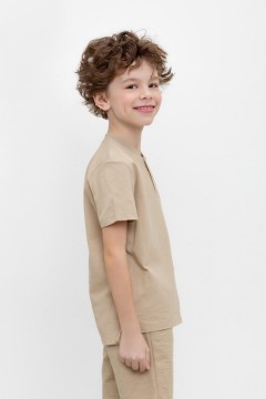 Стильная футболка-поло в тёмно-бежевом цвете для мальчика КР 302405/темно-бежевый к458 фуфайка Crockid(фото2)