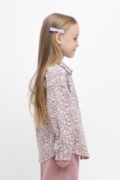 Красивая рубашки с принтом для девочки КР 302312/серая пудра,винтажные цветы к443 жакет Crockid(фото2)