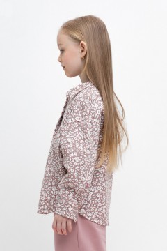 Красивая рубашки с принтом для девочки КР 302312/серая пудра,винтажные цветы к443 жакет Crockid(фото3)