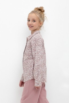 Красивая рубашки с принтом для девочки КР 302312/серая пудра,винтажные цветы к445 жакет Crockid(фото2)