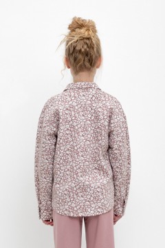 Красивая рубашки с принтом для девочки КР 302312/серая пудра,винтажные цветы к445 жакет Crockid(фото3)