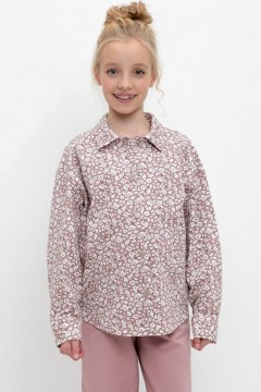 Красивая рубашки с принтом для девочки КР 302312/серая пудра,винтажные цветы к445 жакет Crockid