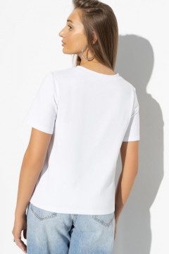 Белая футболка с накладным карманом с отделкой из сетки Charutti(фото3)