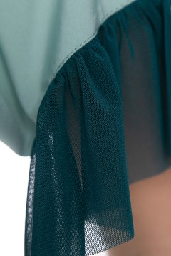 Оливковая блузка с отделкой из сетки на рукавах Lady Taiga(фото2)